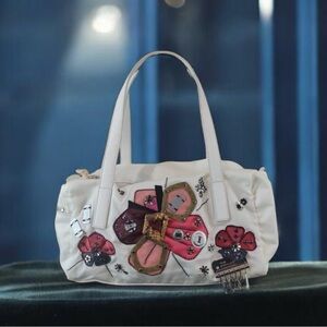 Prada RARE  Tessuto Floral White Shoulder Bag with Colorful Embroidery!